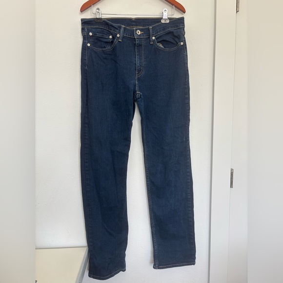 LEVI’S DARK WASH MENS STRAIGHT LEG JEANS SZ 34 X 34 - Picture 1 of 8